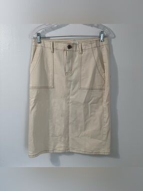 J.Jill Denim Petite Cotton Classic Cream Utility Pencil Skirt